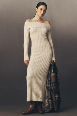 Glamorous Off-Shoulder Knit Midi Dress | Anthropologie (US)