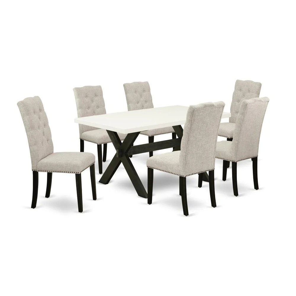 7-Piece Kitchen Dining Table Set - 6 Parson Chairs and a Rectangular Dining Table Hardwood Structure | Shop Simon