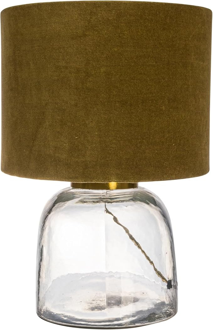 Creative Co-Op Modern Table Lamp with Glass Base and Velvet Shade, Green | Amazon (US)