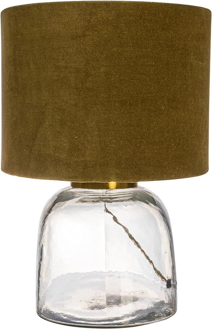 Creative Co-Op Modern Table Lamp with Glass Base and Velvet Shade, Green | Amazon (US)