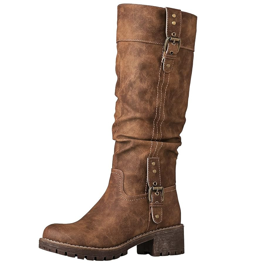 GLOBALWIN Women's Chunky Low Heels Boots Knee High Boots For Women | Amazon (US)