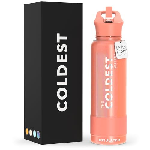 Coldest Insulated Water Bottle with Straw Lid - Stainless Steel Metal Thermos for Men & Women (Pink Froze Glitter, 40 oz) | Amazon (US)