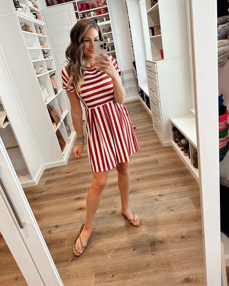 In a small stripe shirt dress, sandals and accessories for patriotic outfit from amazon- fits TTS.

#LTKSeasonal #LTKstyletip #LTKunder50