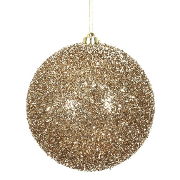Vickerman 6" Champagne Tinsel Ball Ornament, 2 per Bag - Walmart.com | Walmart (US)