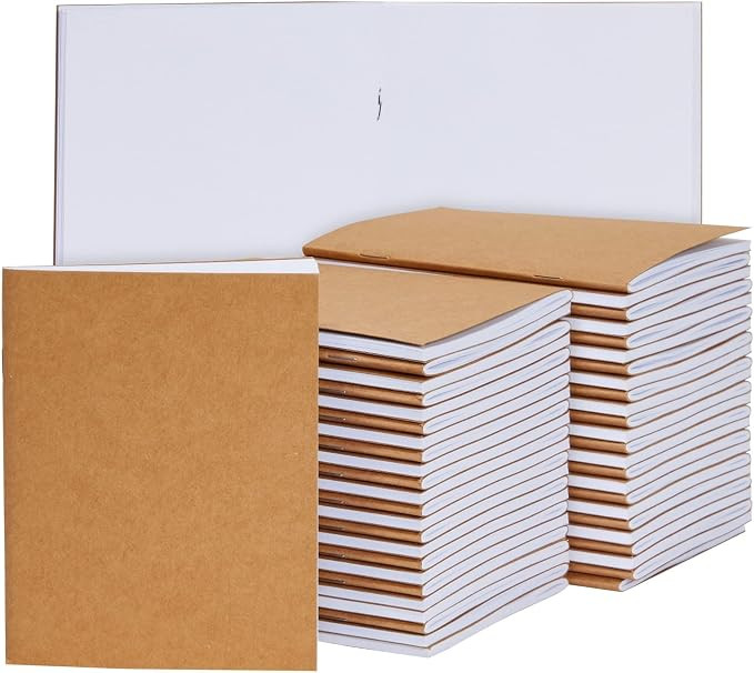 Paper Junkie 48-Pack Small Blank Notebooks Bulk - 4.25 x 5.5 in Brown Kraft Paper - Mini Journals... | Amazon (US)