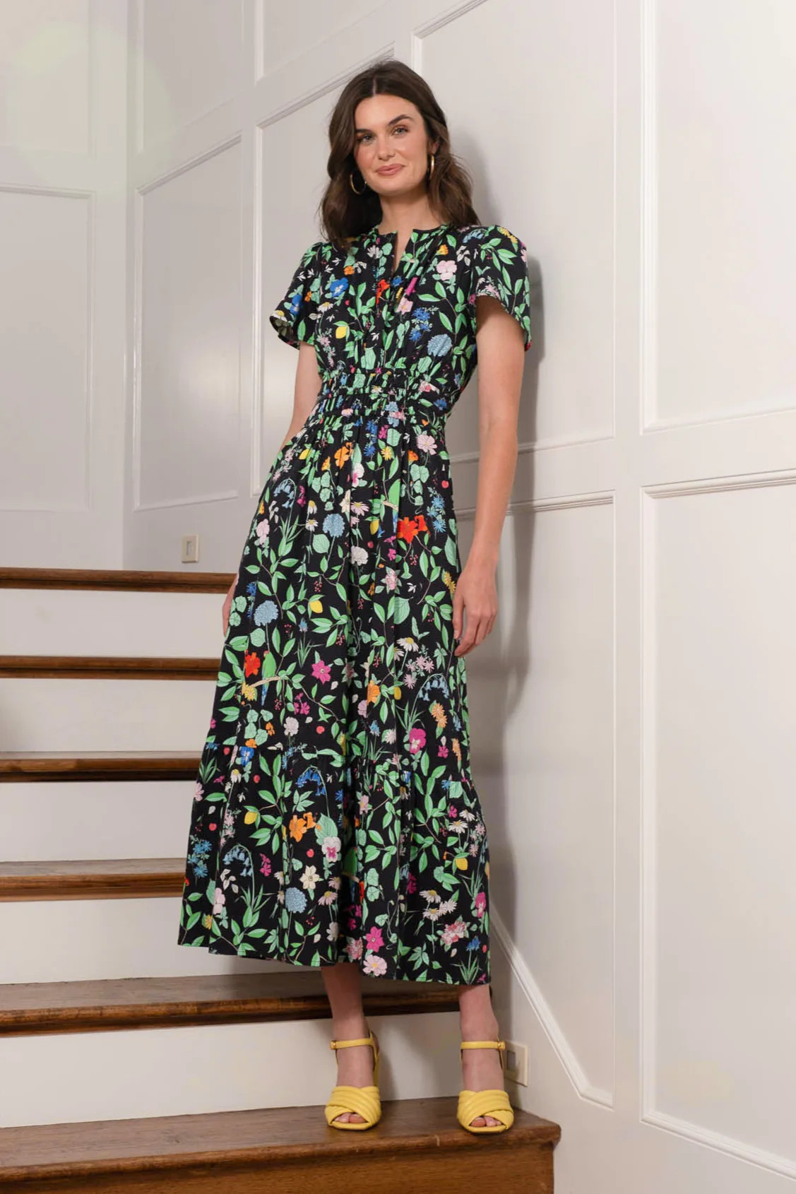 Sheridan French I PreSpring 2025 I Eloise Dress in Onyx Wildflower | Sheridan French