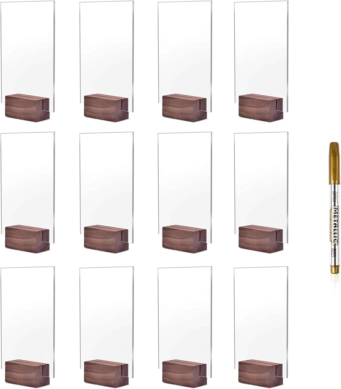 Panghuhu88 12 Packs Acrylic Wedding Table Numbers Signs & Walnut Wood Table Number Stands,4x6 Inc... | Amazon (US)