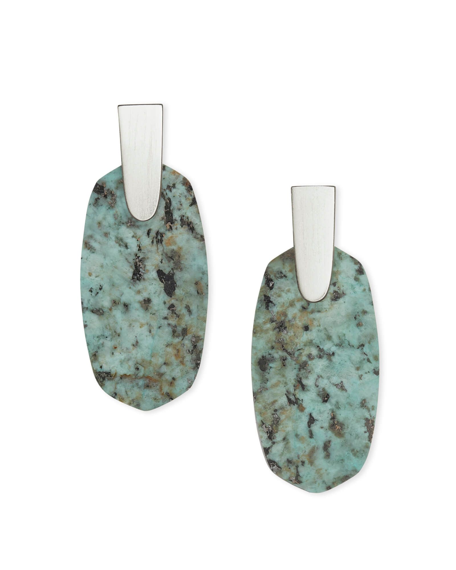 Aragon Silver Drop Earrings in African Turquoise | Kendra Scott