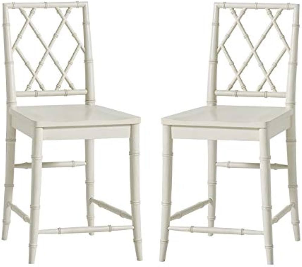 Universal Furniture Bamboo Carved X-Back 24" Counter Stool with Contoured Wood Seat in White (Set... | Amazon (US)