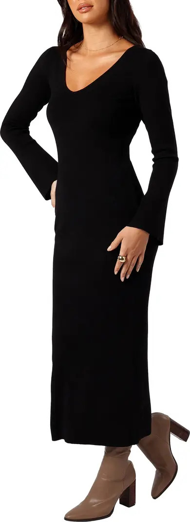 Lina V-Neck Long Sleeve Midi Sweater Dress | Nordstrom