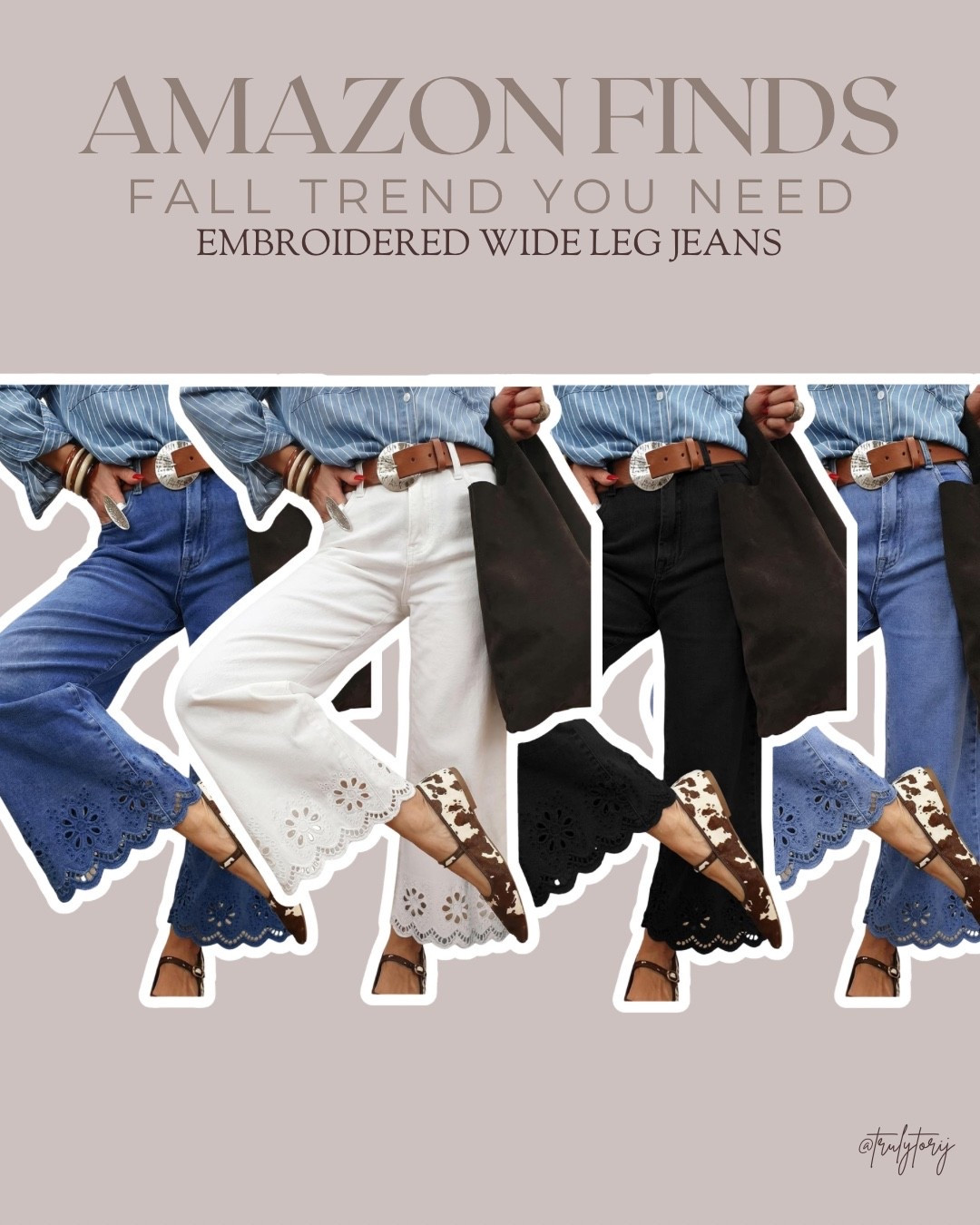 AMAZON JEANS YOU NEED! 🤩✨ Say JEANS to shop! 👀👉🏼

Y’ALL… I am OBSESSED with these Amazon jeans! 😍 From the cutest embroidered details to the wide leg fit, these are such a fun way to elevate a basic outfit! 👖

They come in multiple washes + colors, and I love that they give you that trendy, elevated denim look without the designer price tag! 🙌🏼 Pair them with a simple button-up, boots, and a statement belt for the CUTEST fall outfit! 🤎🍂

Which pair are you grabbing?! 👀👇🏼🛒

#amazonfashion #amazonfinds #amazonjeans #fallfashion #falloutfits

Amazon jeans, Amazon fashion finds, embroidered jeans, wide leg jeans, trendy jeans, fall jeans, women's jeans, Amazon fall fashion, western inspired outfits, affordable denim, fall outfit ideas, Amazon clothing finds

#LTKootd