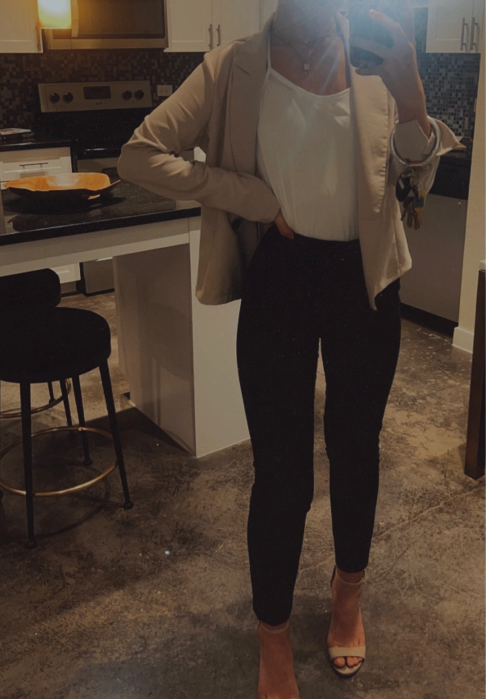 another work fit || 

• slacks: h&m      
• heels: guess chantel cream nude heels
• blazer: tj maxx        
• necklaces: vibeszn       
•.    .. honestly no idea where my shirt is from  

:)

#LTKSeasonal #LTKworkwear #LTKunder100