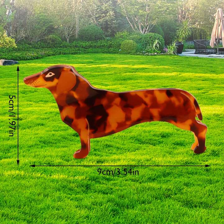 1 Pc Women's Tortoise Acetic/Ethyli Acid Dachshund Dog Hair Claw Clips | SHEIN