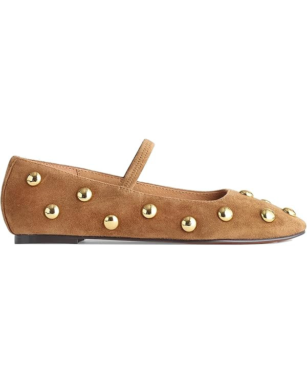 Mary Jane Ballet Flats for Women Square Toe Elastic Strap Slip on Ballerina Flats Dressy Casual D... | Amazon (US)