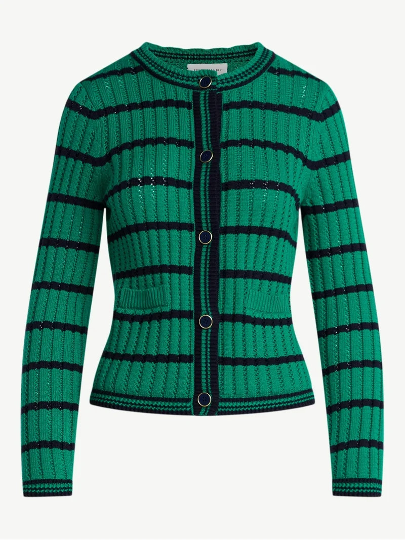 Free Assembly Women's Textured Stitch Cotton Cardigan Sweater with Long Sleeves, Lightweight, Siz... | Walmart (US)