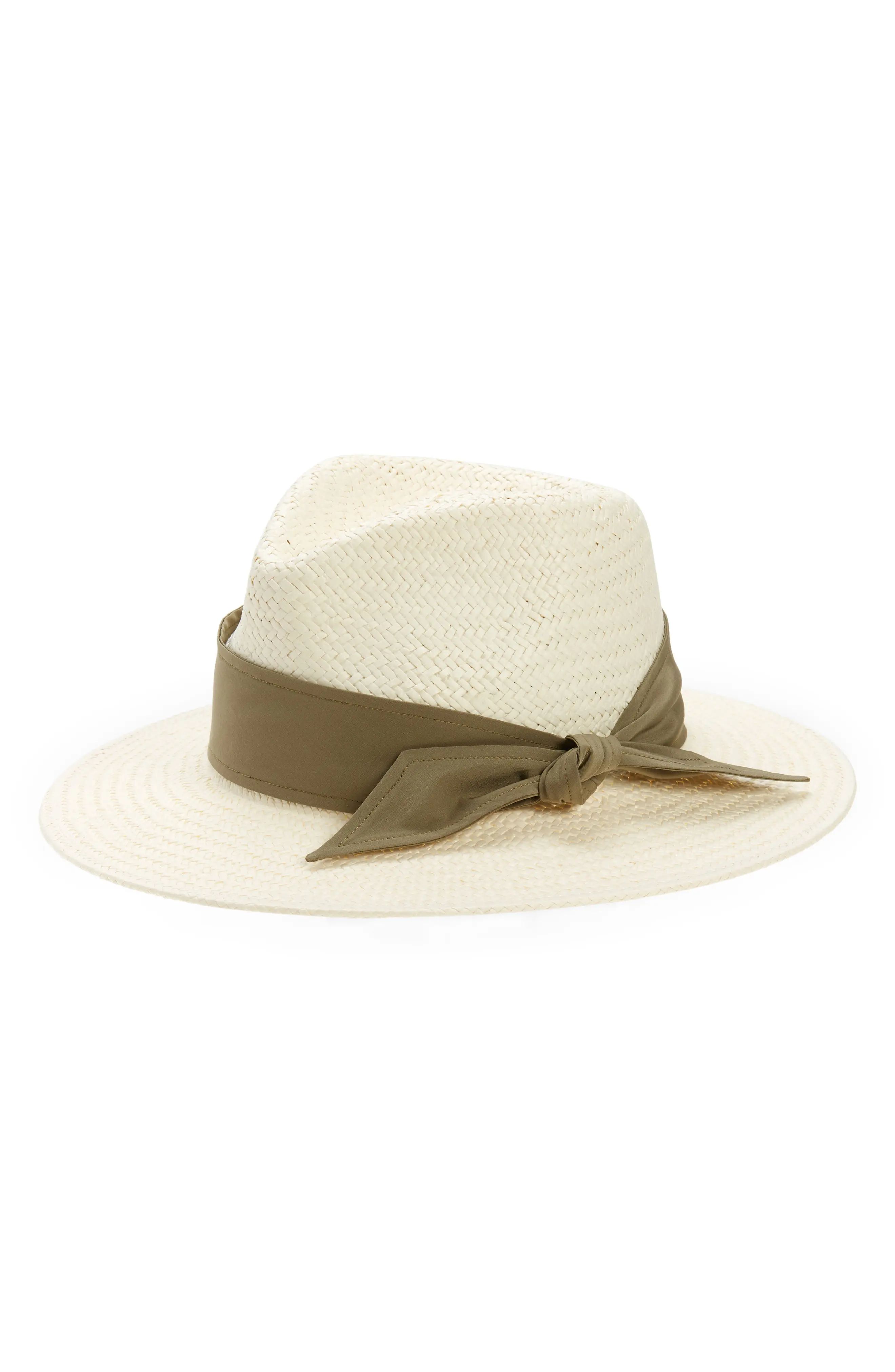 rag & bone Packable Straw Fedora Hat in Ivory at Nordstrom, Size Small | Nordstrom