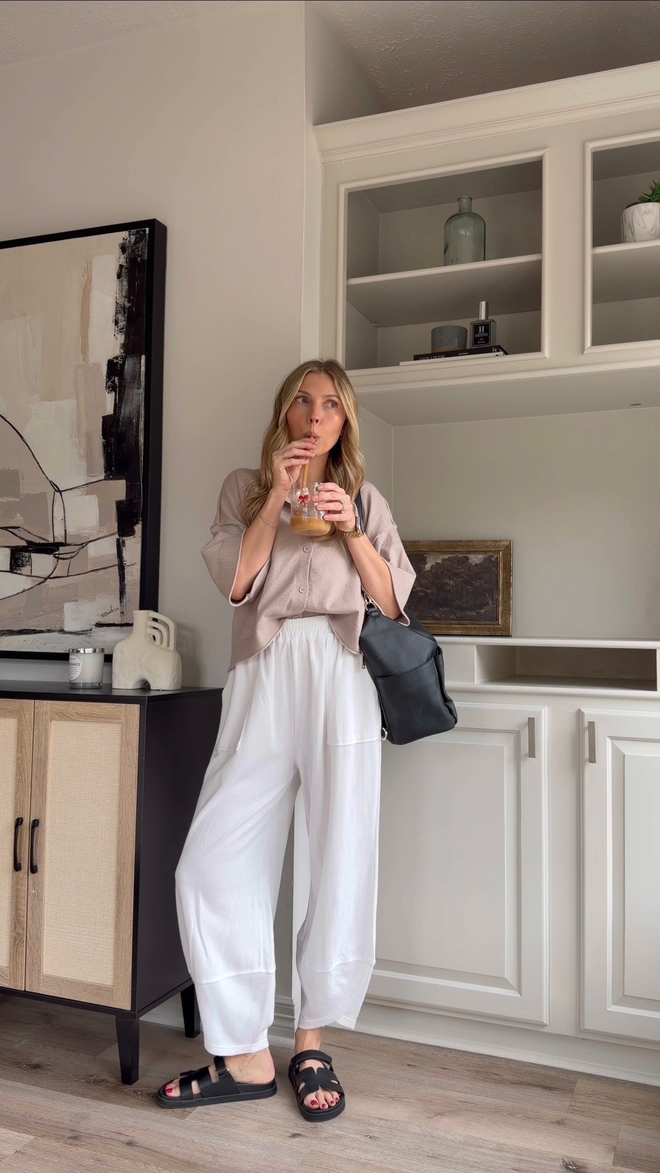 Comfy yet cute mom outfit | Wearing M in white pants + S in cardigan #founditonamazon
 

 