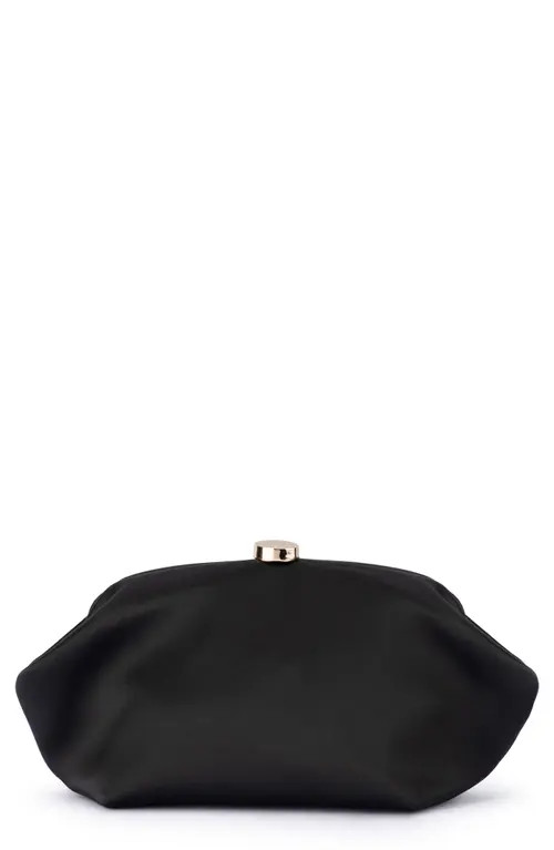 Olga Berg Karina Satin Frame Clutch in Black at Nordstrom | Nordstrom