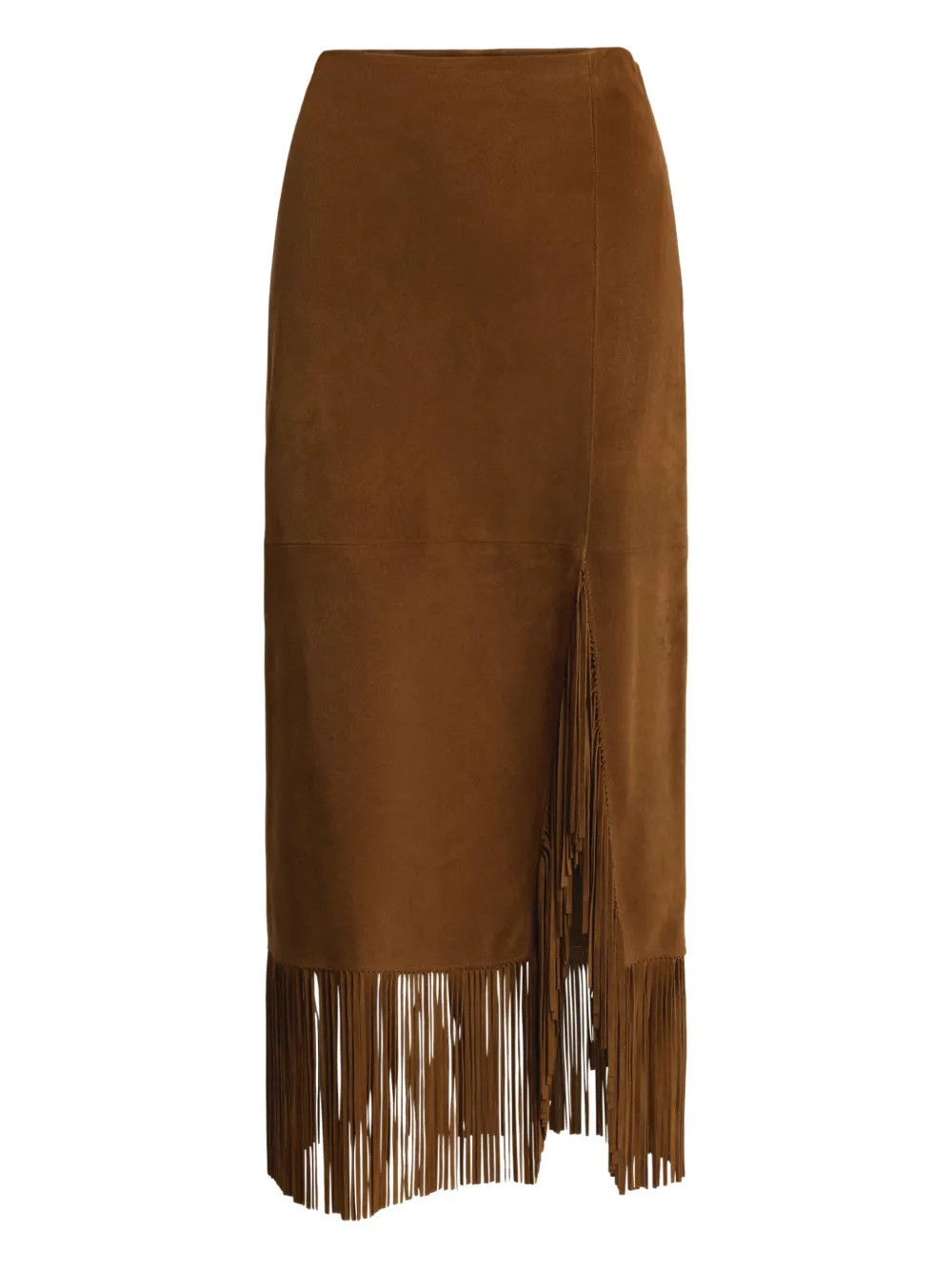 Polo Ralph Lauren suede fringed midi skirt - Brown | Farfetch Global