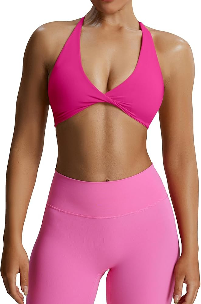 Aoxjox Women's Workout Sports Bras Fitness Backless Padded Sienna Low Impact Bra Yoga Crop Tank T... | Amazon (US)
