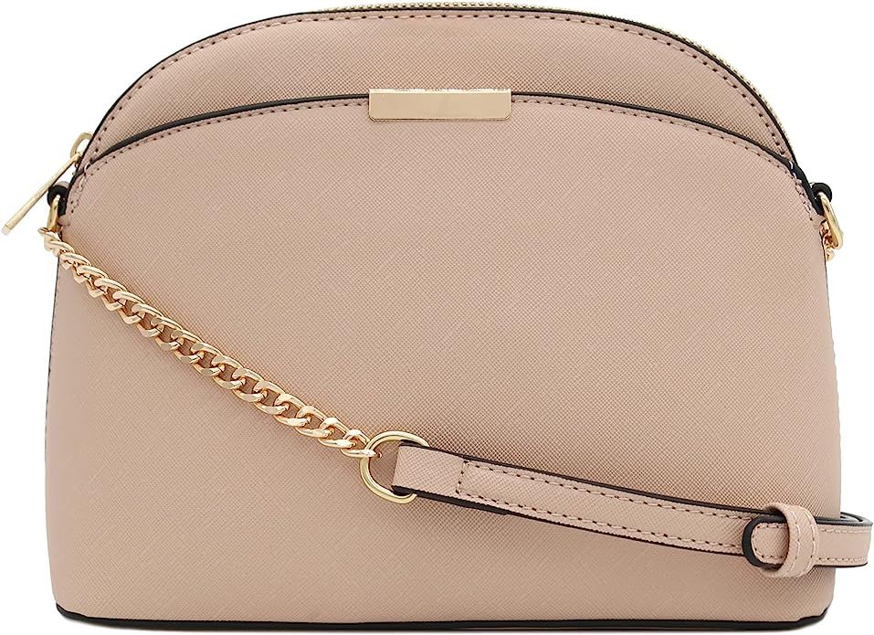 FashionPuzzle Saffiano Small Dome Crossbody bag with Chain Strap | Amazon (US)