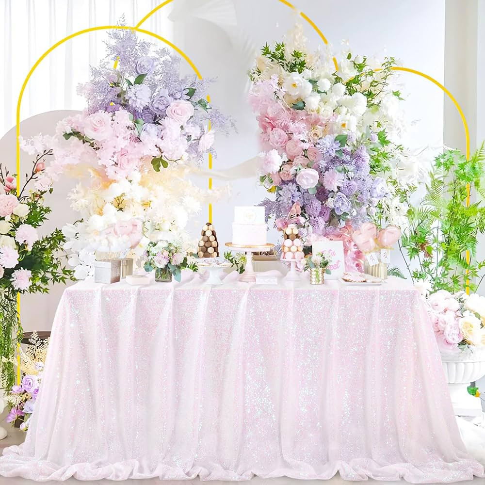 QueenDream Iridescent White Sequin Tablecloth 60 x102 Inch Mermaid Rectangle Tablecloth Overlay f... | Amazon (US)