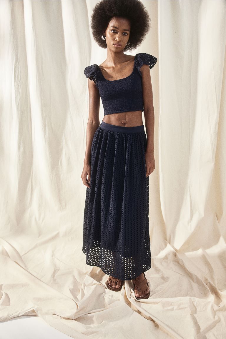 Eyelet Embroidery Maxi Skirt | H&M (US + CA)
