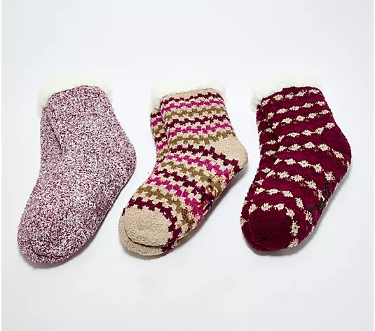 MUK LUKS Set of 3 Aloe Infused Cozy Tall Cabin Socks - QVC.com | QVC
