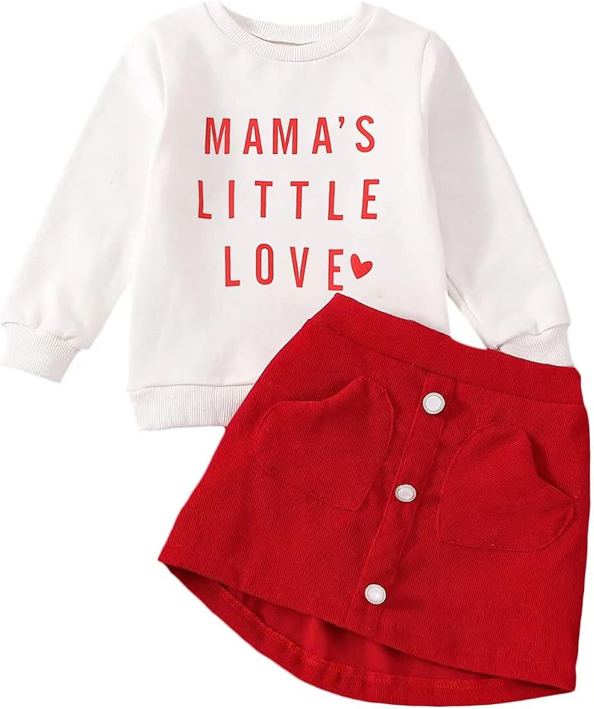 RSRZRCJ Toddler Baby Girl Outfit Long Sleeve Shirt Top+Skirts Set Fall Winter Clothes | Amazon (US)