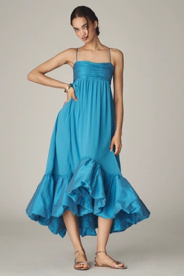 Maeve Sweetheart Babydoll Ruffle-Hem Maxi Dress | Anthropologie (UK)
