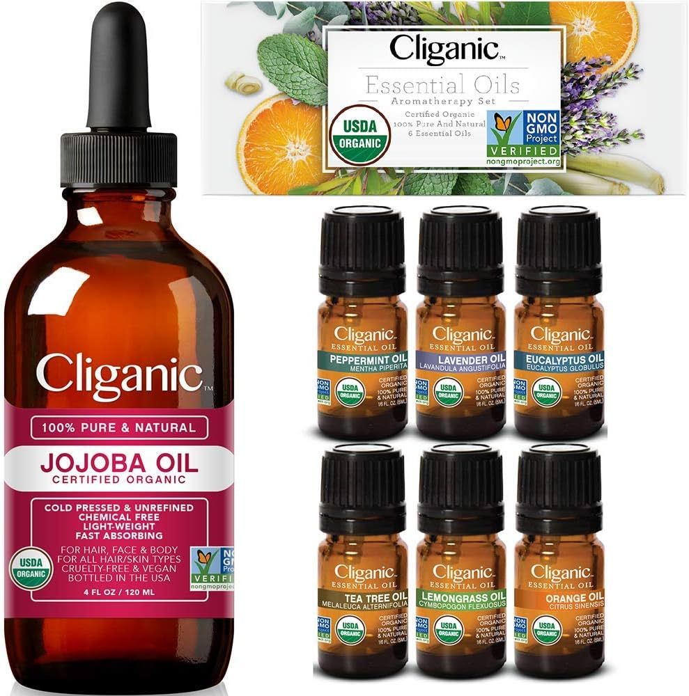 Cliganic Organic Jojoba Oil with Top 6 Organic Essential Oils Set | Amazon (US)