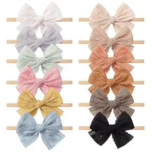 Baby Girl Bow Headbands Stretchy Soft Nylon Hairbands Head Wrap Hair Accessories for Newborn Infa... | Amazon (US)