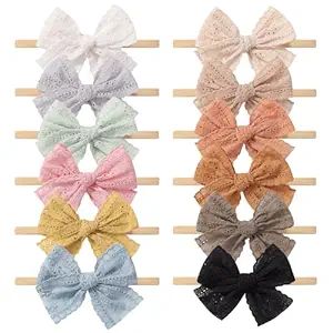 Baby Girl Bow Headbands Stretchy Soft Nylon Hairbands Head Wrap Hair Accessories for Newborn Infa... | Amazon (US)