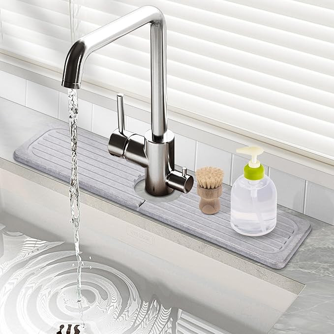 Faucet Mat for Kitchen Sink, Diatomite Instant Drying Stone Kitchen Sink, Diatomite Stone Faucet ... | Amazon (US)