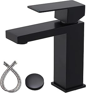 SHACO Black Single Hole Bathroom Faucet, Black Vanity Faucet, Modern Matte Black RV Single Handle... | Amazon (US)
