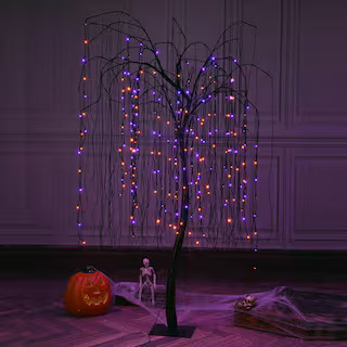7 ft. Purple Pre-Lit LED Halloween Tree Artificial Christmas Tree with Spiders and 256 LED Lights | The Home Depot