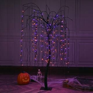 7 ft. Purple Pre-Lit LED Halloween Tree Artificial Christmas Tree with Spiders and 256 LED Lights | The Home Depot
