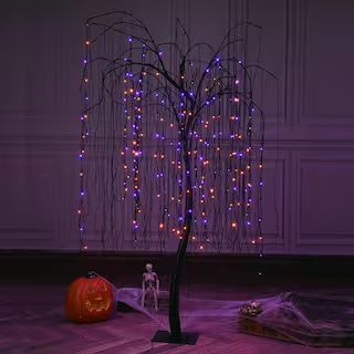 Lightshare 7 ft. Purple Pre-Lit LED Halloween Tree Artificial Christmas Tree with Spiders and 256... | The Home Depot