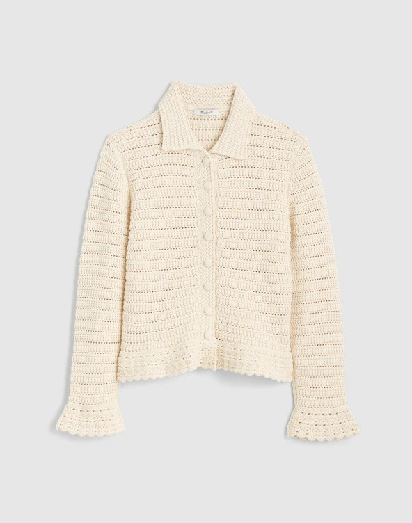 Pointelle-Knit Peplum Cardigan | Madewell