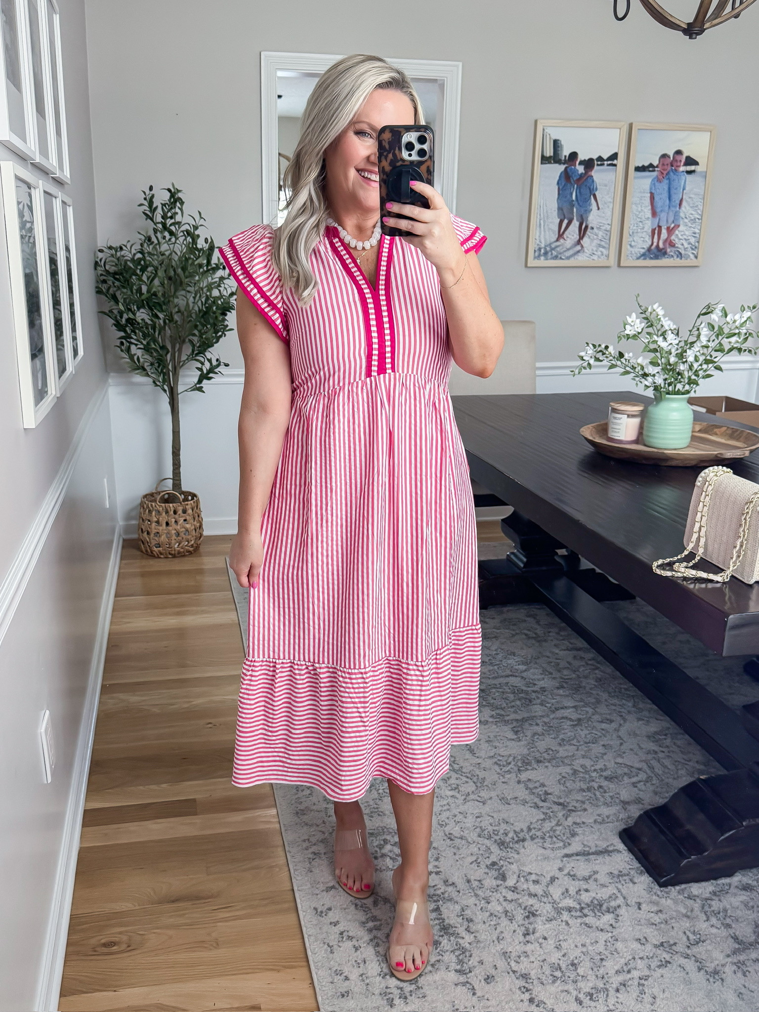 This dress is such a fun pop of color for spring!! I love the bold pink stripes and the easy, flowy fit, it is one of those pieces you can throw on and instantly feel cute and put together. Perfect for brunch, showers, or any spring plans.

Wearing size small.

spring dresses pink striped dress spring outfit ideas brunch outfit ideas casual spring dress feminine spring style vacation outfit ideas spring event dress flowy midi dress womens spring fashion lovelylifestyling

#LTKSeasonal #LTKOver40 #LTKootd