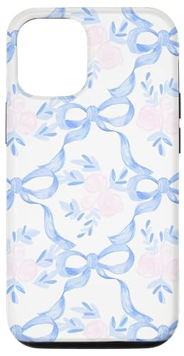 iPhone 12/12 Pro Coquette Blue Ribbons Bows Flowers Watercolor Girl Case | Amazon (US)