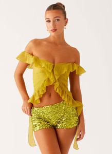 Dylan Off Shoulder Top - Lime | Peppermayo (Global)