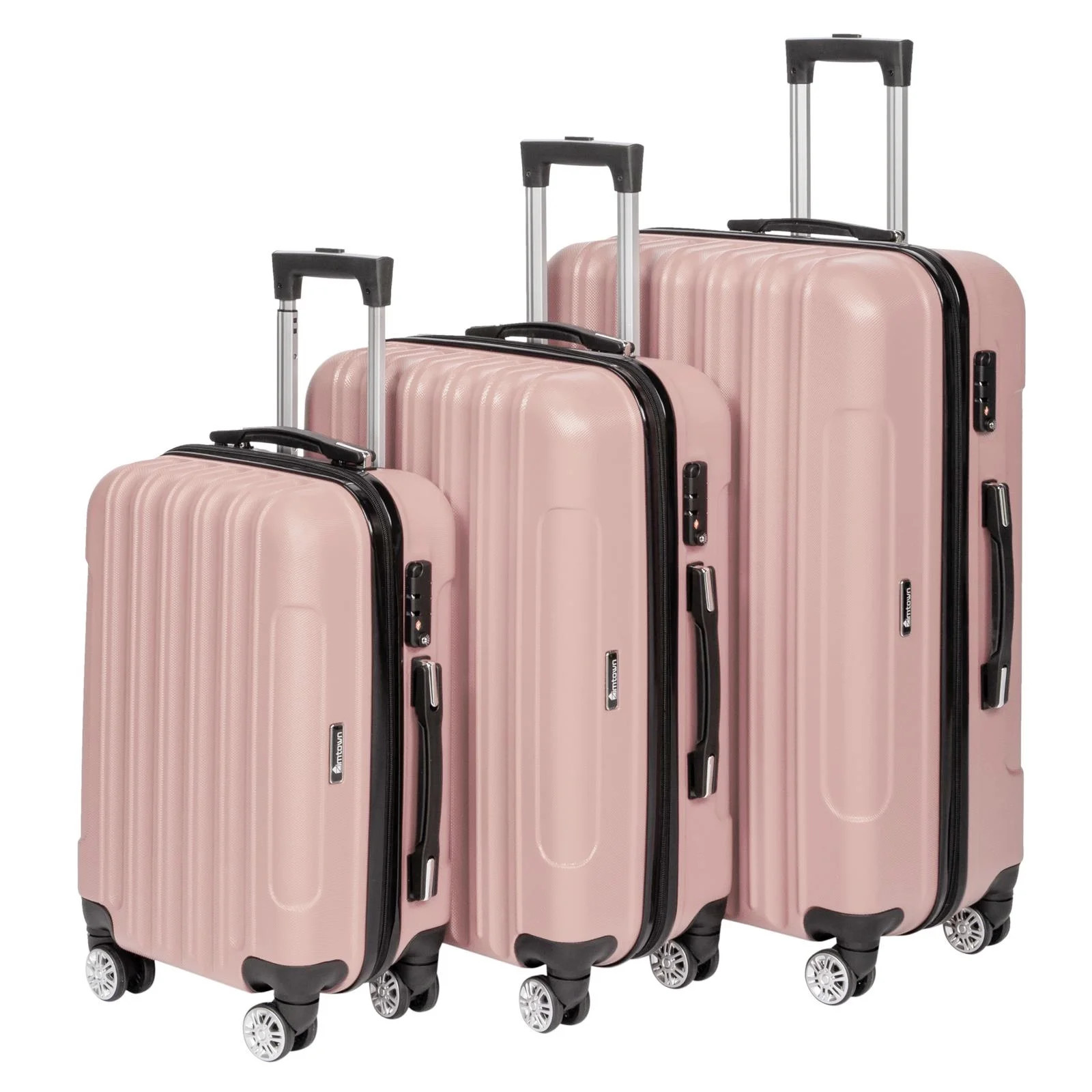 Zimtown 3-Piece Nested Spinner Suitcase Luggage Set with TSA Lock, Rose Gold | Walmart (US)