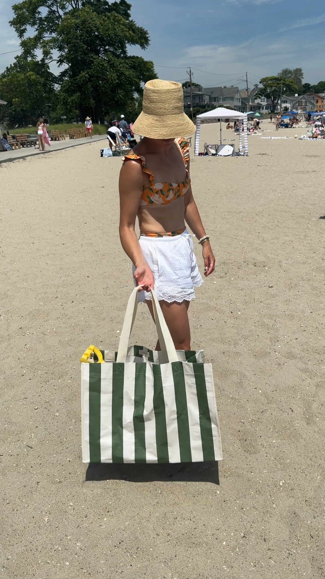 Perfect size beach tote under $40 that can get wet
-swimsuit is old Agua Bendita (smalls)
-shorts old Abercrombie 
-small hat

#LTKTravel