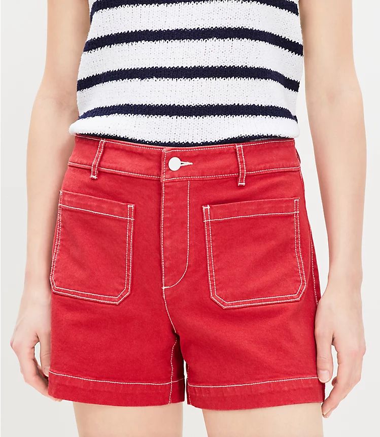 Palmer Denim Shorts in Tango Red | LOFT