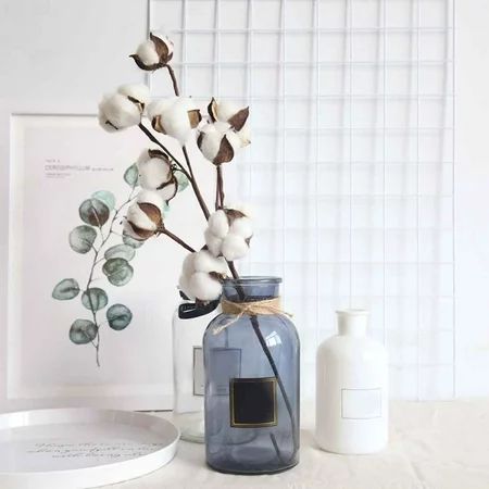 2Pack 10 Heads Gossypium Artificial Natural Petals Dried Flower Cotton Branch Stem Christmas Gift... | Walmart (US)
