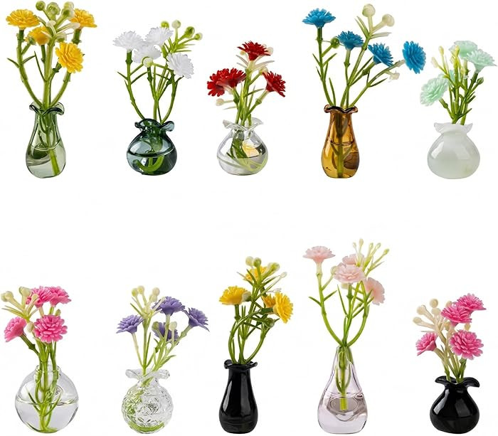 10-Pack Magnetic Mini Glass Vases Set with 30+ Flowers – Slam-Proof Strong Magnet for Fridge, L... | Amazon (US)