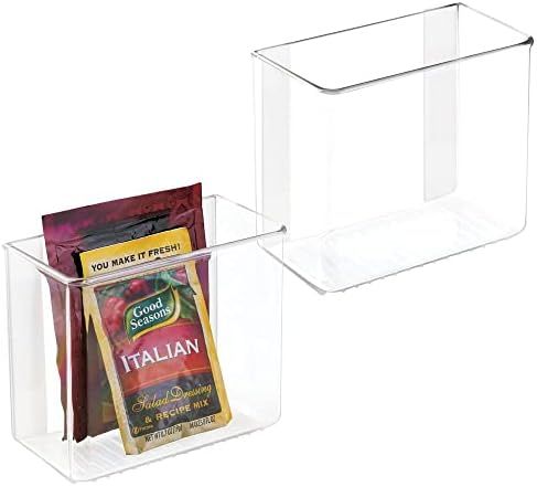 mDesign Plastic Adhesive Mount Storage Organizer Container for Kitchen or Pantry Wall Organization - | Amazon (US)