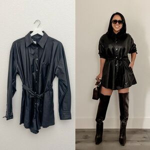 Black Faux Leather Romper (S) | Poshmark