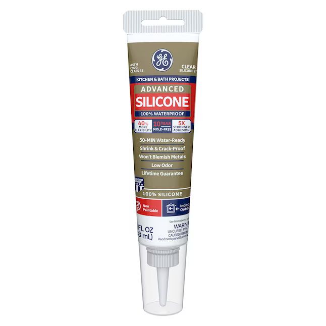 GE  Advanced Silicone 2 Kitchen and Bath, Tub and Tile 2.8-oz Clear Silicone Caulk | Lowe's